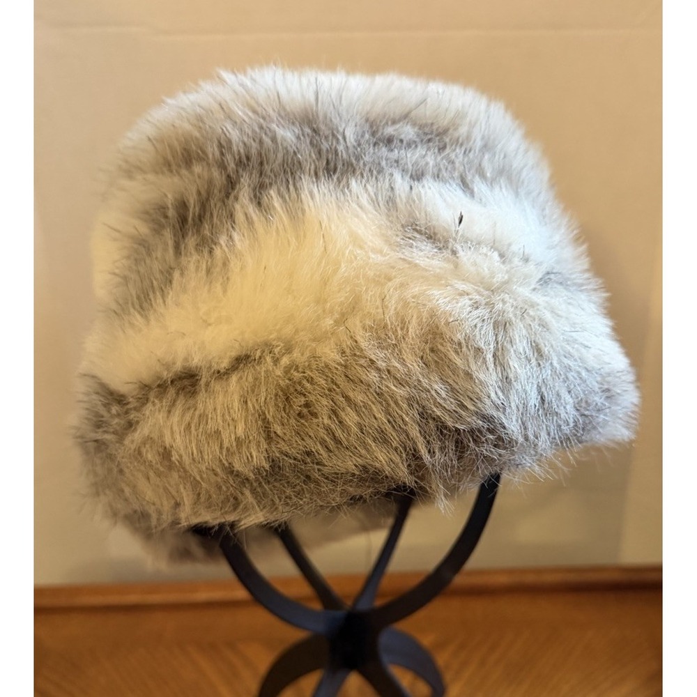 Vintage Faux Fur Cossack Russian Kubanka Hat  60s-70s Glam Satin Lined
